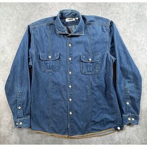 Punto Blanco Womens Large Denim Shirt Cotton Blue Long Sleeve Button Up Pockets